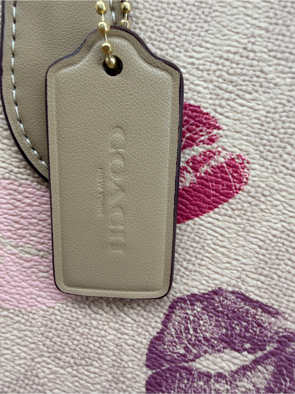 Coach Pink Kiss-Print Tote - Picture 3 of 8